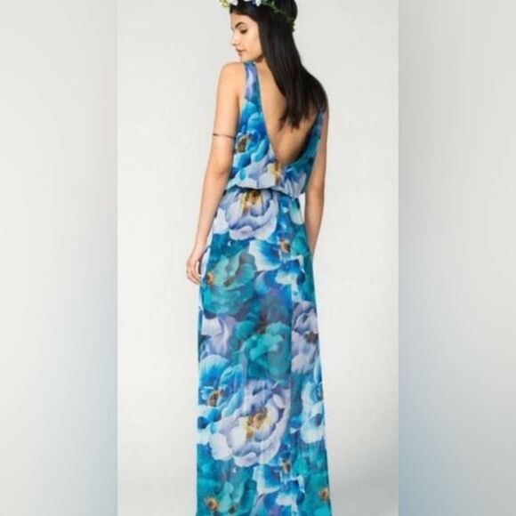 NWT Show Me Your MuMu Kendall Maxi Dress in Blue Magnolia Size Small - Picture 2 of 6